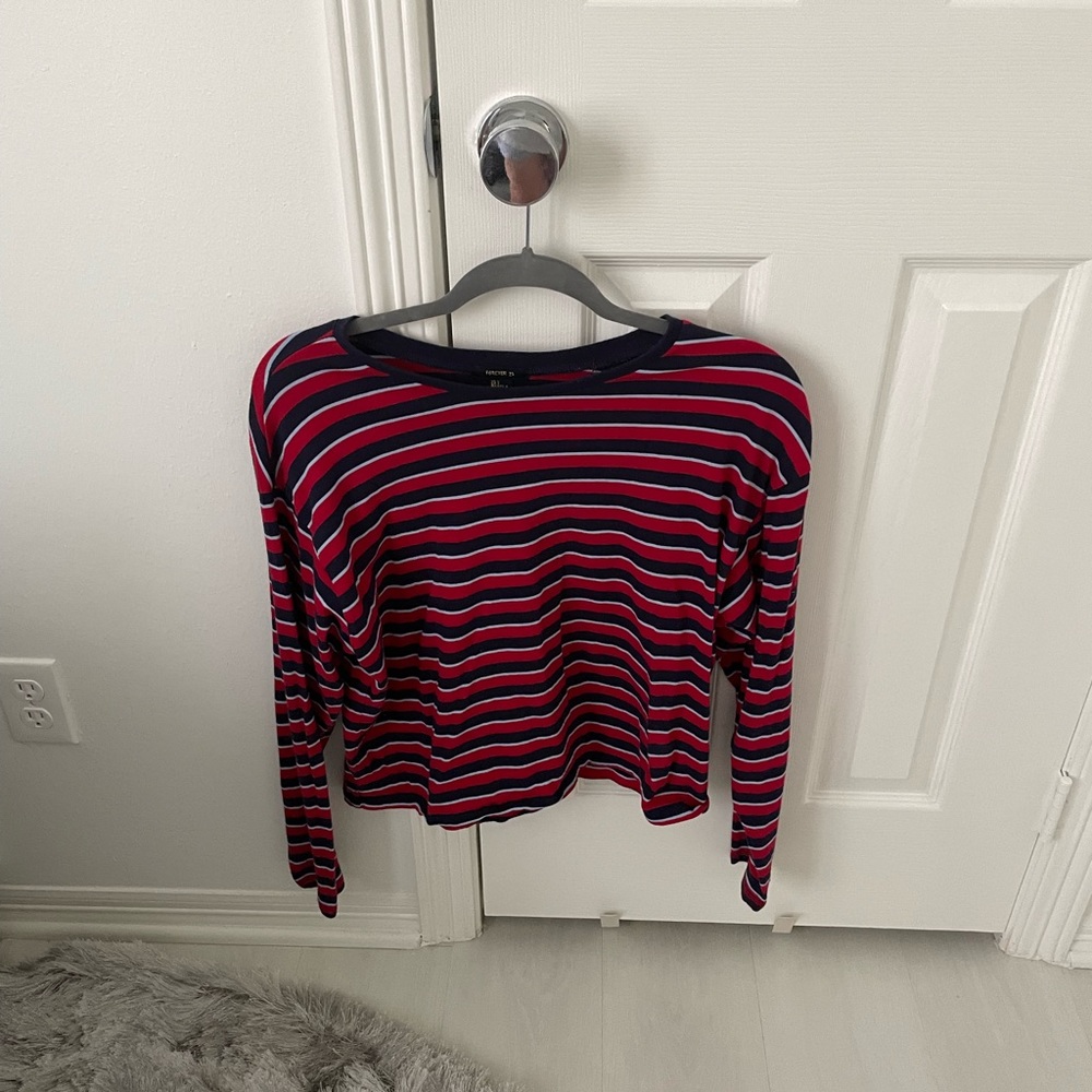 Red, white, and blue long sleeve tee